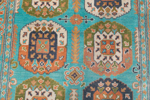 Kazak Green Hand Knotted 40 X 60 Area Rug 700-148173 Image 3