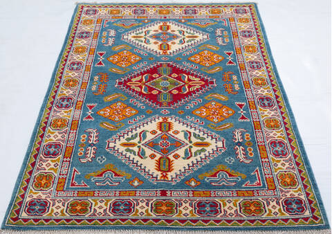 Kazak Blue Hand Knotted 40 X 61 Area Rug 700-148176 Image 1