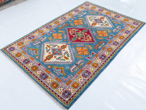Kazak Blue Hand Knotted 40 X 61 Area Rug 700-148176 Image 2