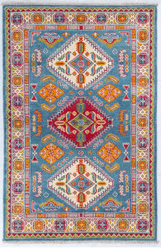 Kazak Blue Hand Knotted 4'0" X 6'1"  Area Rug 700-148176