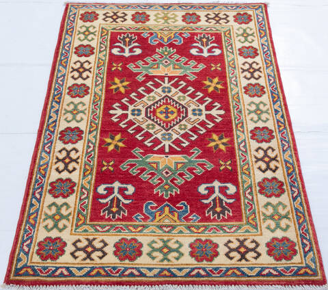 Kazak Red Hand Knotted 28 X 43 Area Rug 700-148178 Image 1