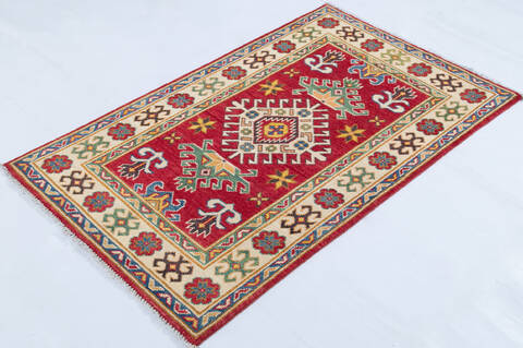 Kazak Red Hand Knotted 28 X 43 Area Rug 700-148178 Image 2