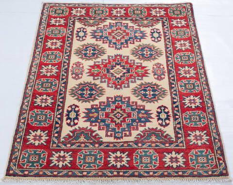 Kazak Beige Hand Knotted 29 X 42 Area Rug 700-148179 Image 1