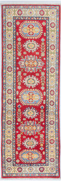 Afghan Kazak Red Runner 6 ft and Smaller Wool Carpet 148182