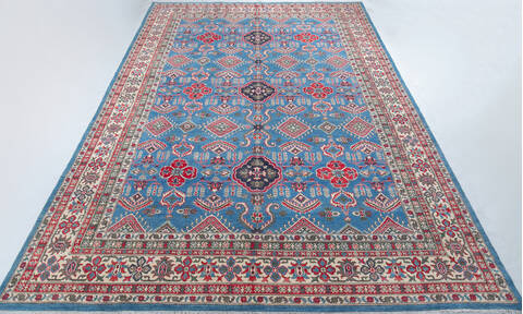 Kazak Light Blue Hand Knotted 99 X 138 Area Rug 700-148184 Image 1