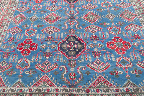 Kazak Light Blue Hand Knotted 99 X 138 Area Rug 700-148184 Image 3