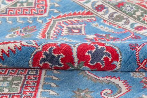 Kazak Light Blue Hand Knotted 99 X 138 Area Rug 700-148184 Image 7