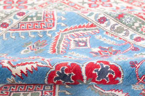 Kazak Light Blue Hand Knotted 99 X 138 Area Rug 700-148184 Image 8
