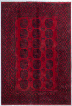 Afghan Khan Mohammadi Red Rectangle 7x9 ft Wool Carpet 148188