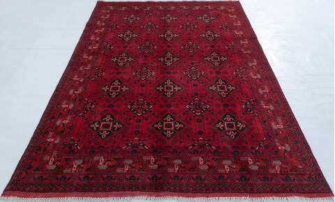 Khan Mohammadi Red Hand Knotted 55 X 76 Area Rug 700-148189 Image 1