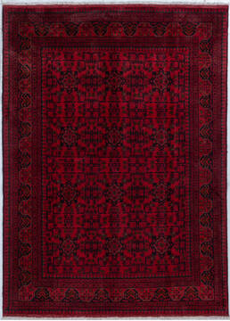 Afghan Khan Mohammadi Red Rectangle 5x8 ft Wool Carpet 148190