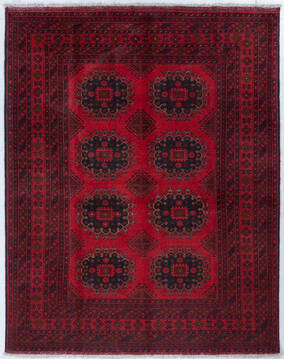Khan Mohammadi Red Hand Knotted 5'0" X 6'4"  Area Rug 700-148191