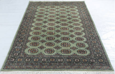 Bokhara Green Hand Knotted 48 X 65 Area Rug 700-148193 Image 1