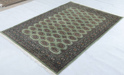 Bokhara Green Hand Knotted 48 X 65 Area Rug 700-148193 Image 2