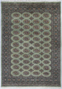 Bokhara Green Hand Knotted 4'8" X 6'5"  Area Rug 700-148193