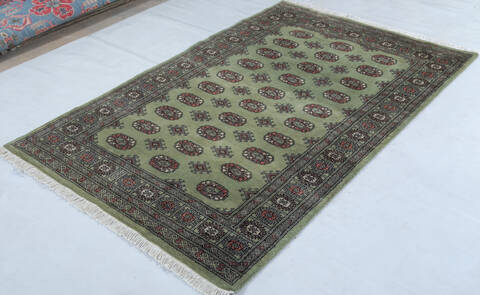 Bokhara Green Hand Knotted 41 X 64 Area Rug 700-148194 Image 2
