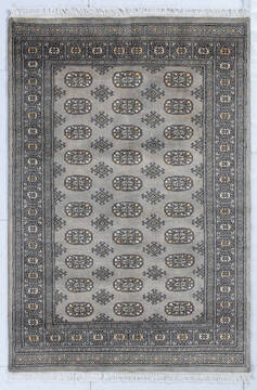 Bokhara Grey Hand Knotted 4'2" X 6'2"  Area Rug 700-148200