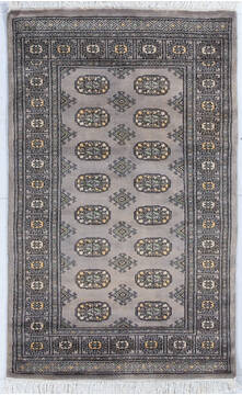 Bokhara Grey Hand Knotted 3'1" X 5'1"  Area Rug 700-148201