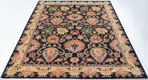 Chobi Black Hand Knotted 83 X 911 Area Rug 700-148202 Image 2