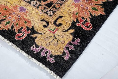 Chobi Black Hand Knotted 83 X 911 Area Rug 700-148202 Image 6