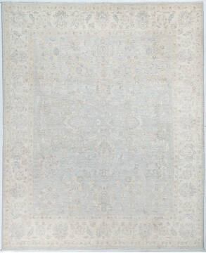 Afghan Chobi Light Blue Rectangle 8x10 ft Wool Carpet 148204