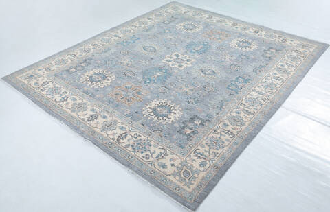 Chobi Grey Hand Knotted 83 X 98 Area Rug 700-148207 Image 2