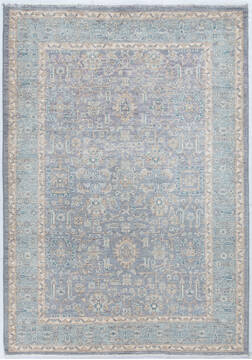 Afghan Chobi Light Gray Rectangle 5x7 ft Wool Carpet 148208