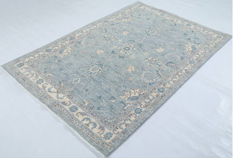 Chobi Light Blue Hand Knotted 41 X 60 Area Rug 700-148217 Image 2