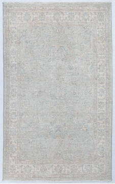 Afghan Chobi Light Gray Rectangle 4x6 ft Wool Carpet 148222