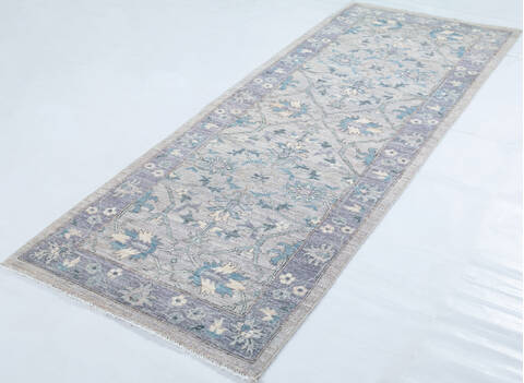 Chobi Beige Runner Hand Knotted 34 X 50 Area Rug 700-148223 Image 2