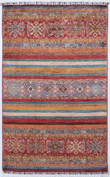 Chobi Red Hand Knotted 3'4" X 5'3"  Area Rug 700-148229
