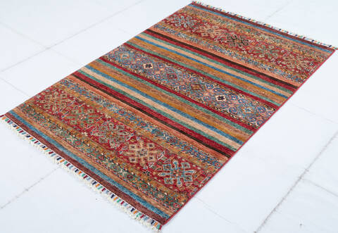 Chobi Red Hand Knotted 34 X 50 Area Rug 700-148230 Image 2