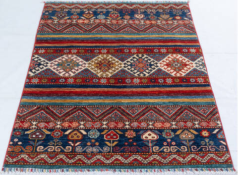 Chobi Red Hand Knotted 34 X 48 Area Rug 700-148231 Image 1