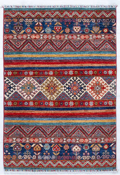 Chobi Red Hand Knotted 3'4" X 4'8"  Area Rug 700-148231