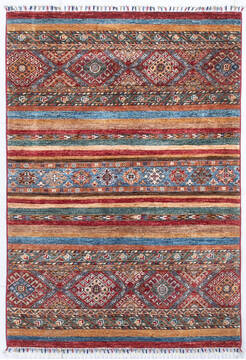 Chobi Red Hand Knotted 3'6" X 5'0"  Area Rug 700-148233