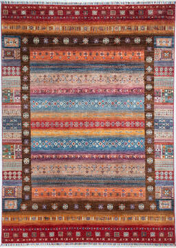 Chobi Multicolor Hand Knotted 5'9" X 7'11"  Area Rug 700-148239