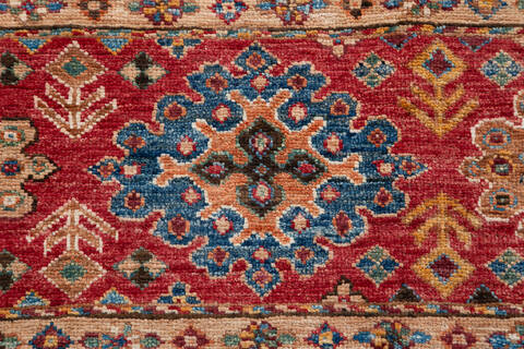Chobi Red Hand Knotted 84 X 99 Area Rug 700-148251 Image 5