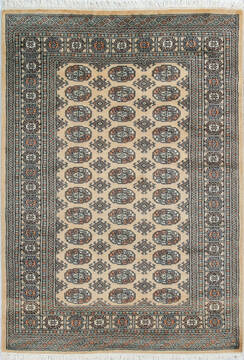 Pakistani Bokhara Beige Rectangle 4x6 ft Wool Carpet 148261