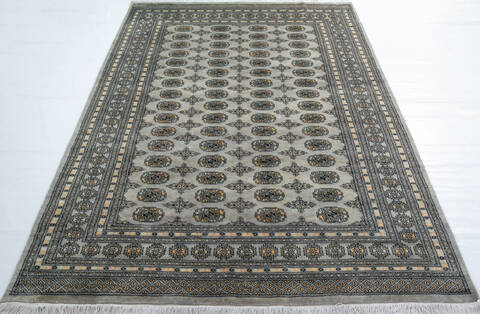 Bokhara Light Gray Hand Knotted 68 X 910 Area Rug 700-148263 Image 1