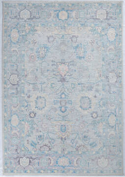 Afghan Chobi Light Gray Rectangle 6x9 ft Wool Carpet 148270