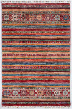 Chobi Red Hand Knotted 3'6" X 5'2"  Area Rug 700-148275