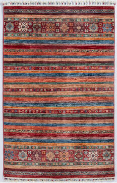 Chobi Red Hand Knotted 3'4" X 5'3"  Area Rug 700-148276