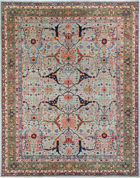 Chobi Green Hand Knotted 9'0" X 11'3"  Area Rug 700-148277
