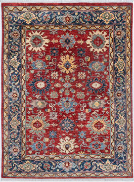 Chobi Red Hand Knotted 4'9" X 6'5"  Area Rug 700-148279