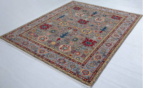 Chobi Grey Hand Knotted 80 X 96 Area Rug 700-148285 Image 2