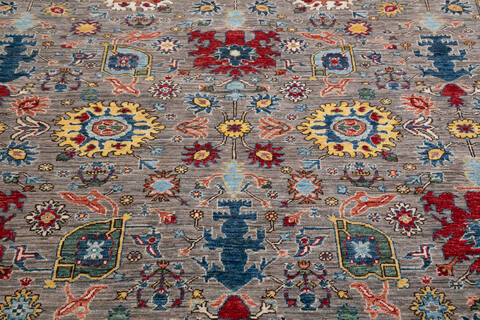 Chobi Grey Hand Knotted 80 X 96 Area Rug 700-148285 Image 3