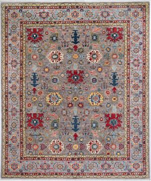 Chobi Grey Hand Knotted 8'0" X 9'6"  Area Rug 700-148285