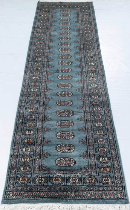 Bokhara Blue Runner Hand Knotted 27 X 910 Area Rug 700-148287 Image 1