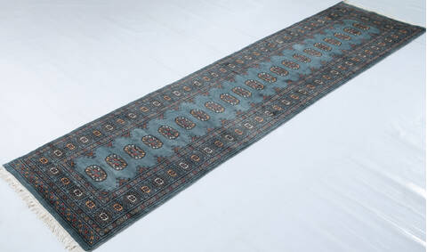 Bokhara Blue Runner Hand Knotted 27 X 910 Area Rug 700-148287 Image 2
