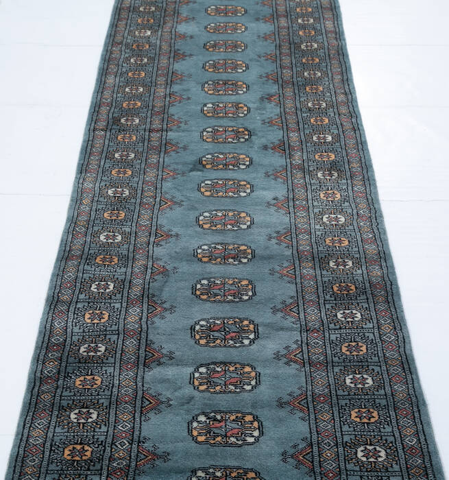 Bokhara Blue Runner Hand Knotted 27 X 910 Area Rug 700-148287 Image 3